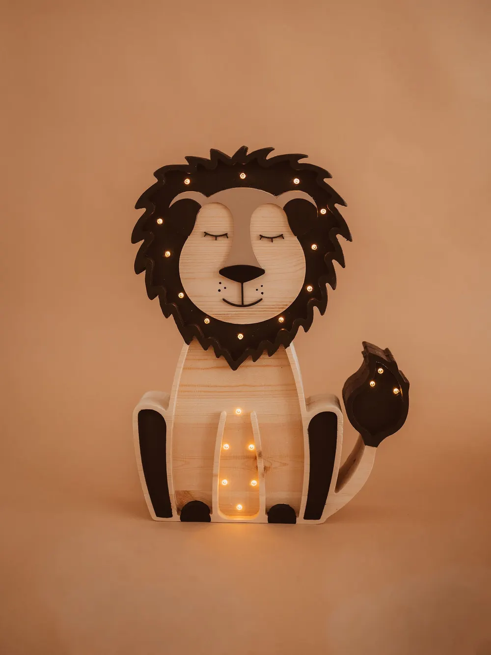 Lion — a handmade wooden night light
